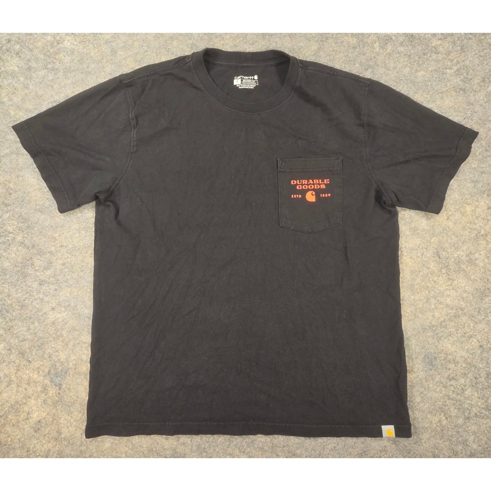 Carhartt Mens Relaxed Fit Pocket T-Shirt Black Durable Goods Graphic Large